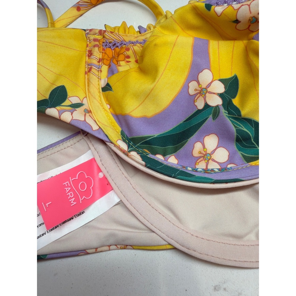 Farm Rio Pietra Floral Balconette Bikini Top Underwire Ruffle Trim Large
